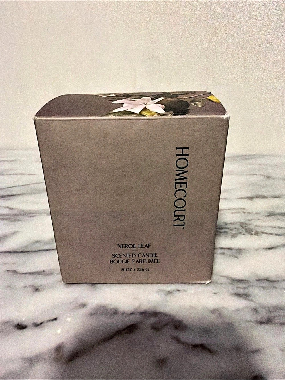 Homecourt Neroli Leaf Candle Brown & White NWT 8 oz